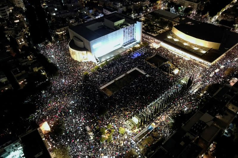 Protest against Isreaeli Prime Minister Netanyahu's right-wing coalition in Tel Aviv