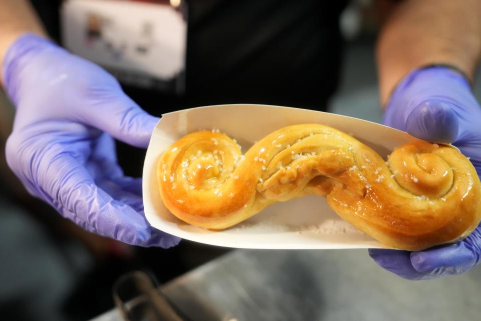 Mustache Pretzels, one of the food venders at the NFL's Super Bowl Experience at the Phoenix Convention Center in downtown Phoenix, on Saturday, Feb. 4, 2023.