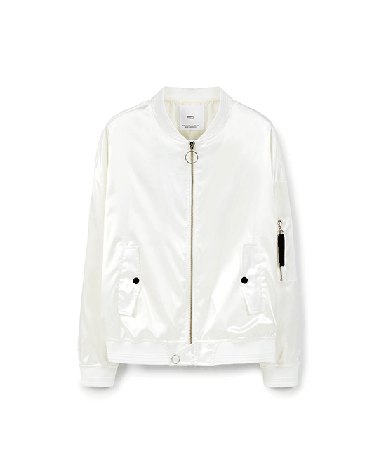 Mango Satin Bomber Jacket, $79.99, mango.com