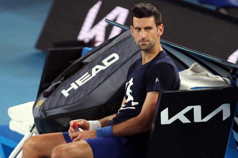 Novak Djokovic attends a practice session ahead of the Australian Open.