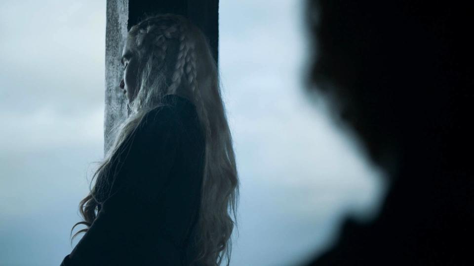 <p>Dany looks off into the distance. </p>