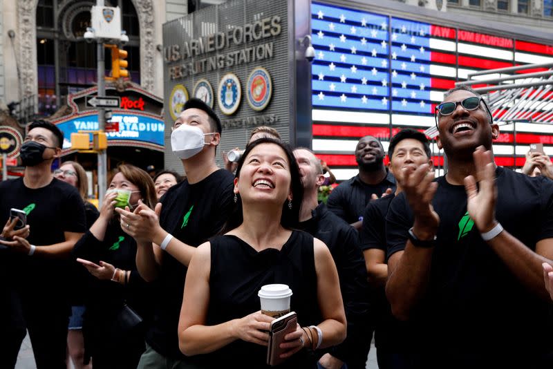 FILE PHOTO: Robinhood Markets Inc's IPO on the Nasdaq