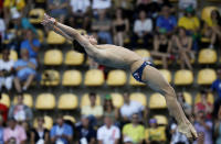 FILE - Britain's Tom Daley competes during the men's 10-meter platform diving semi-final in the Maria Lenk Aquatic Center at the 2016 Summer Olympics in Rio de Janeiro, Brazil, Saturday, Aug. 20, 2016. (AP Photo/Wong Maye-E, File)