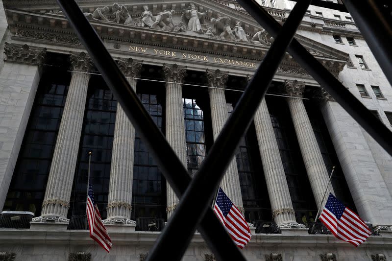 The New York Stock Exchange (NYSE) is seen in the financial district of New York