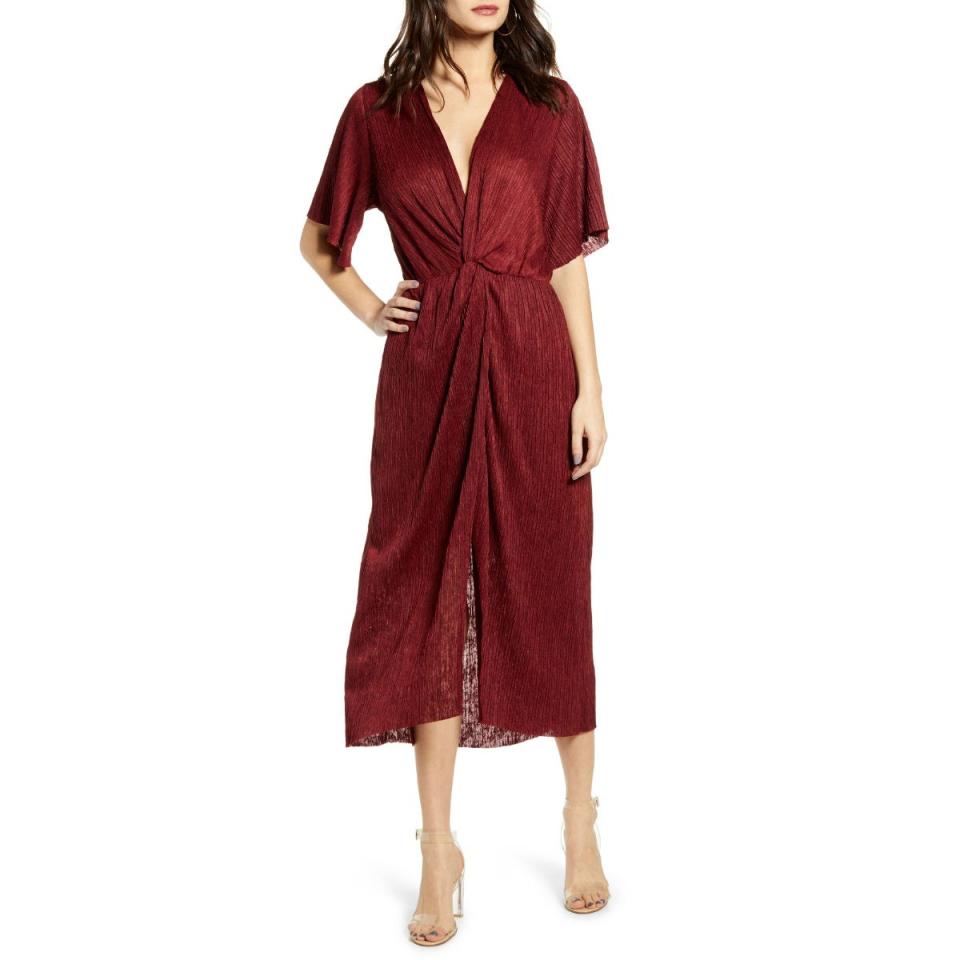 All In Favor Dolman Plissé Midi Dress