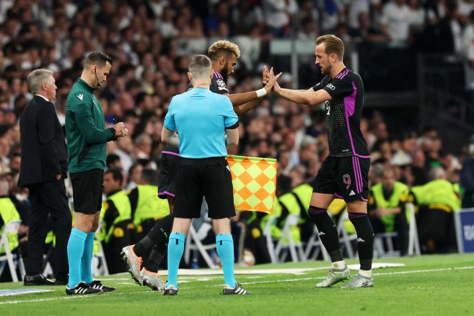 Harry Kane was brought off for Eric Maxim Choupo-Moting in the Bernabeu  (Getty Images)