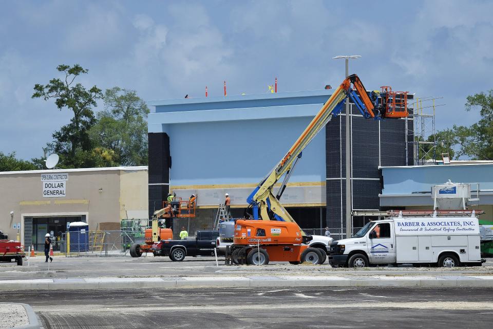 Construction is underway on the front of the space where a new Winn-Dixie grocery store will open later this month in the College Park shopping center in Arlington. Winn-Dixie will be the anchor store for full-scale renovation of the shopping center that used to be called Town & Country.