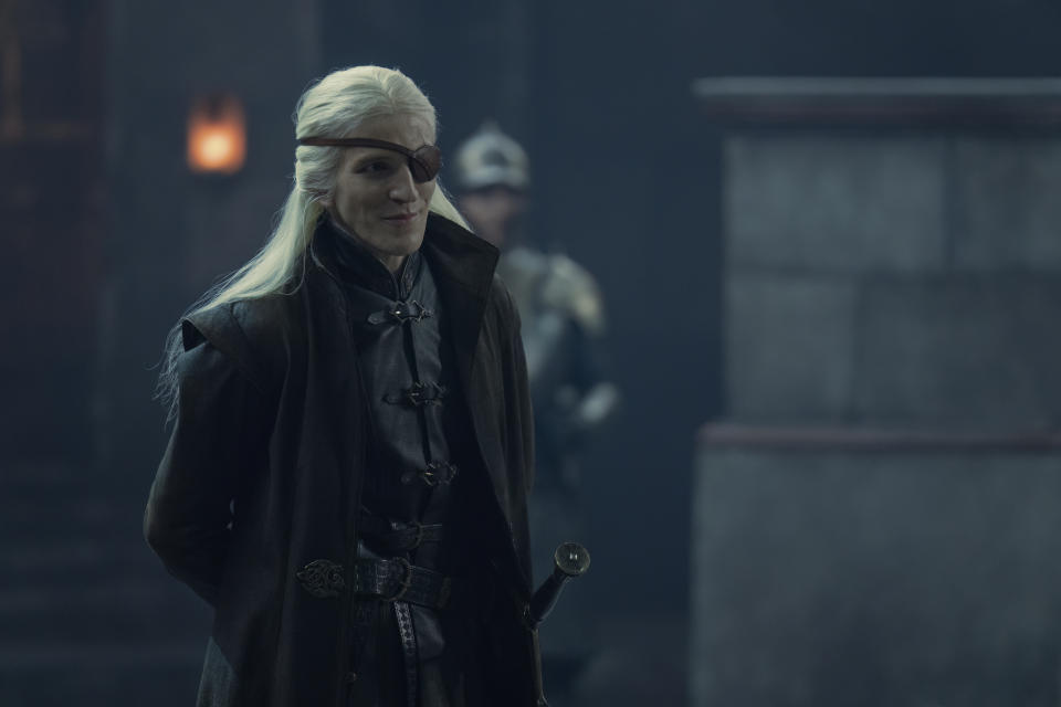 Ewan Mitchell as Prince Aemond Targaryen in House of the Dragon S1. (HBO/Sky)