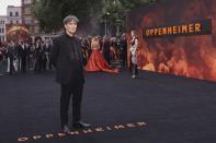 Cillian Murphy poses for photographers upon arrival at the premiere for the film 'Oppenheimer' on Thursday, July 13, 2023 in London. (Vianney Le Caer/Invision/AP)