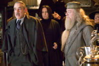 <p>Roger Lloyd Pack as Barty Crouch and Michael Gambon as Dumbledore in Warner Bros. Pictures' Harry Potter and the Goblet of Fire - 2005</p>