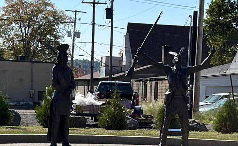 The newest Lenape sculpture stands at the Historical Society in Newcomerstown. It represents Bemino “John Killbuck Sr.," who lived from 1704 to 1779.