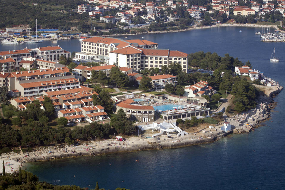 In this photo taken June 17, 2013, a tourist resort in Pula, northern Adriatic is seen from the air. On Monday July 1, 2013, Croatia will become the 28th EU member, the bloc's first addition since Bulgaria and Romania joined in 2007. Croatia's membership marks a historic turning point for the small country, which went through carnage after declaring independence from the former Yugoslavia in 1991. (AP Photo/Darko Bandic)