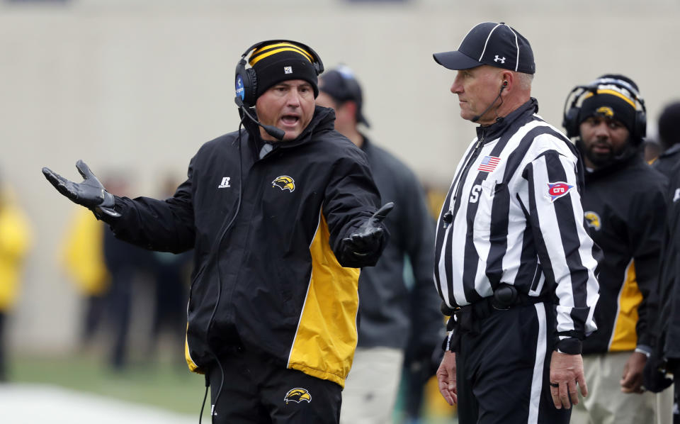 Southern Miss head coach Jay Hopson, who attempted to hire former Baylor coach Art Briles this week, has a disturbing history of signing or attempting to sign players involved in sexual assault cases. (AP/Gerald Herbert)