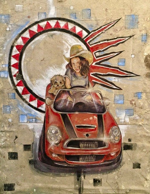 "On Our Way!" by Romero Ordonez will be at the "Sweet Rides: The Art of Transportation Award Exhibit" from Saturday through May 20 at the Crossland Gallery, 500 W. Paisano Drive.