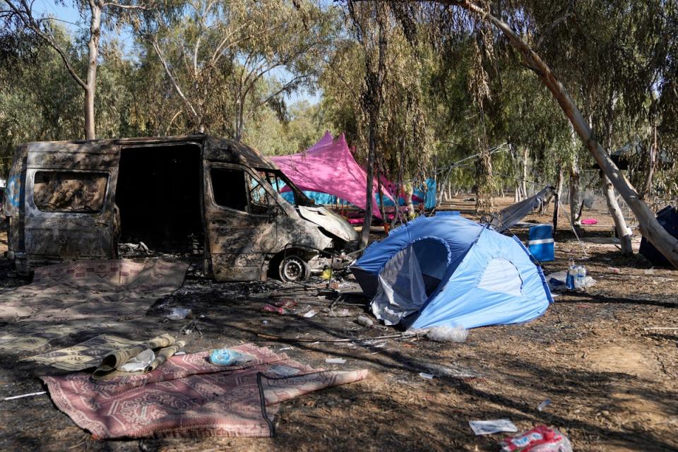 The site of the Novo festival after the attack on Saturday morning (Copyright 2023 The Associated Press. All rights reserved.)