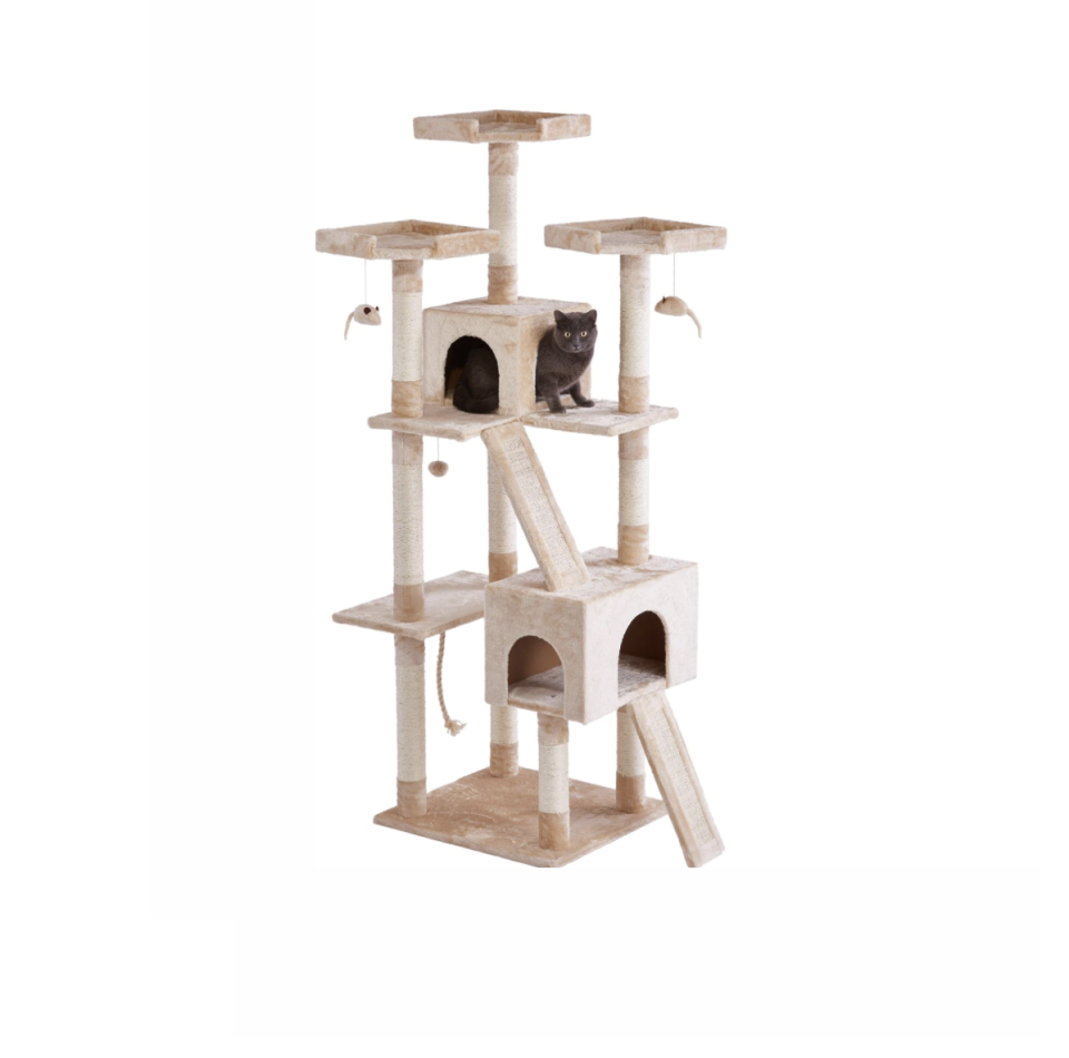 1) 72-Inch Faux Fur Cat Tree & Condo