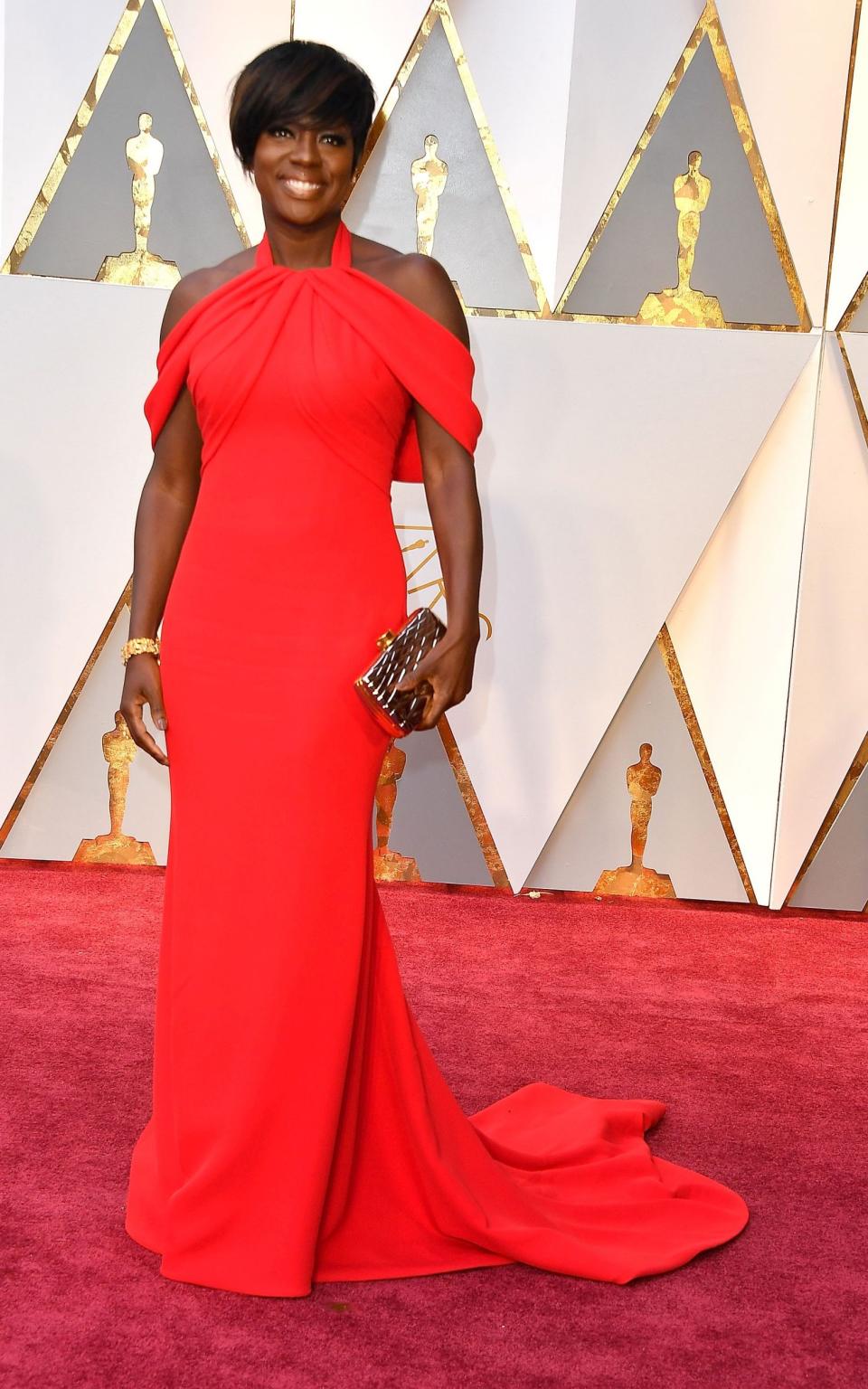 Kept: Viola Davis took home the Armani gown she wore for the 2017 ceremony - WireImage