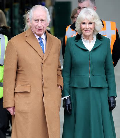 <p>Chris Jackson/Getty Images</p> King Charles and Queen Camilla as they arrived at the event on Tuesday