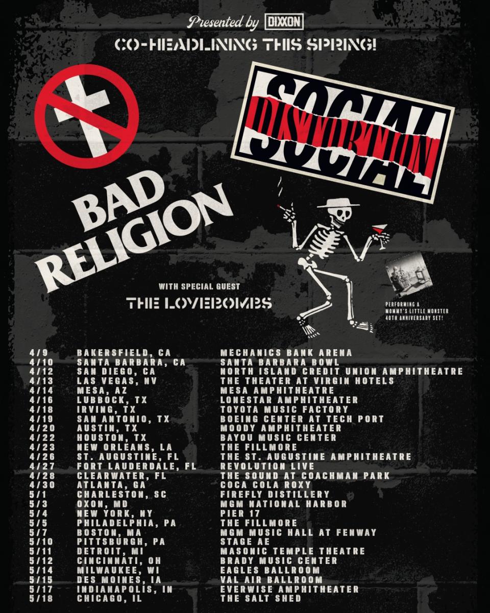 Bad Religion Social Distortion tour poster