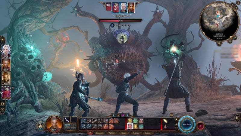 The party fights a Beholder in Baldur's Gate 3.