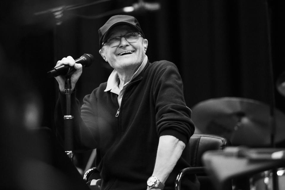 Phil Collins is all smiles during Genesis rehearsals (Genesis/PA)