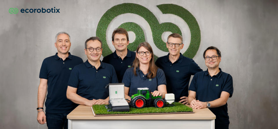 From left to right – Aurélien Demaurex (CFO / co-founder), Claude Juriens (CBO), Steve Tanner (CTO / co-founder), Andrea Halter (CMO), Dominique Mégret (CEO), and Cyril Halter (COO)