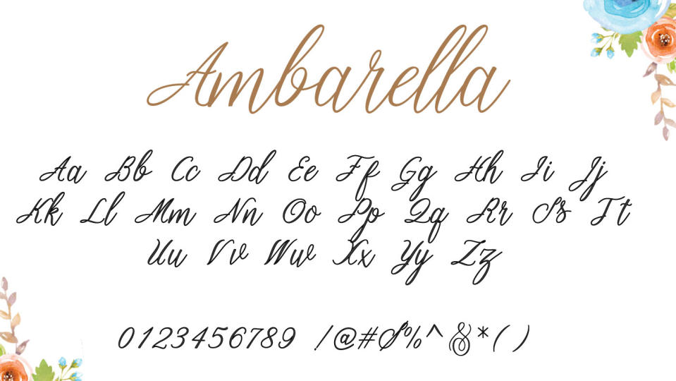 Best free handwriting fonts: Ambarella handwriting font sample