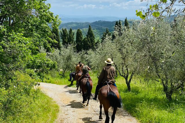 <p>Courtesy of IC Bellagio</p> Horseback riding in Tuscany with La Forra Riding Club.