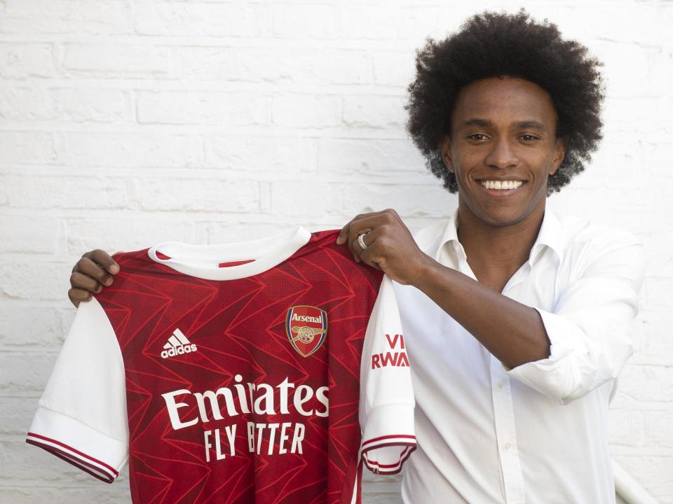 Arsenal unveil new signing Willian: Arsenal FC via Getty Images