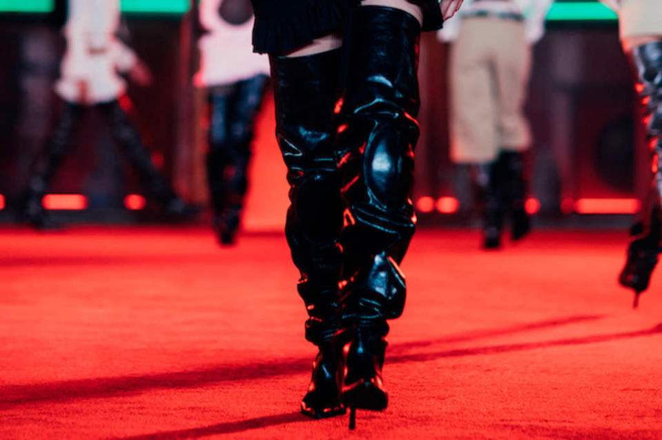 A closer look at Adriana Lima&#x002019;s black leather boots. - Credit: Dan Lecca