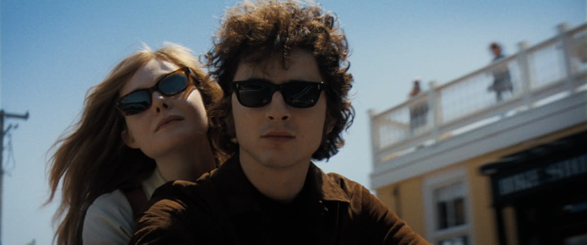 Timothee Chalamet and Elle Fanning in A Complete Unknown <p>Searchlight Pictures</p>