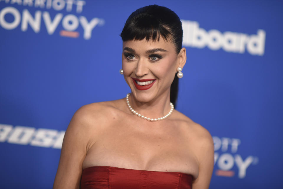 FILE - Katy Perry arrives at the Billboard Women in Music Awards in Inglewood, Calif., on March 6, 2024. (Photo by Richard Shotwell/Invision/AP, File)