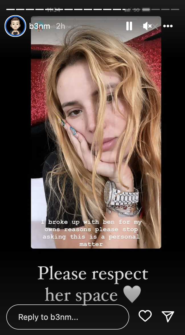 Benjamin Mascolo is supporting Bella Thorne following their breakup. (Photo: Instagram)