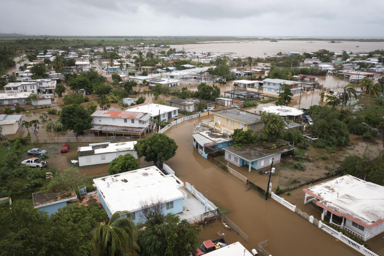 Playa Salinas is flooded after the passing of Hurricane Fiona in Salinas, Puerto Rico. (Alejandro Granadillo/AP)