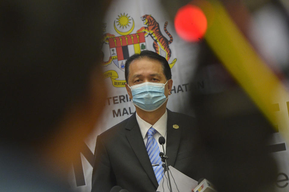 Health director-general Tan Sri Dr Noor Hisham Abdullah speaks during a press conference in Putrajaya on January 19, 2021. — Picture by Miera Zulyana