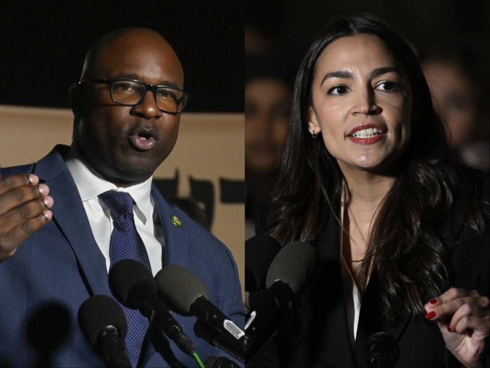 Reps. Jamaal Bowman and Alexandria Ocasio-Cortez of New York.