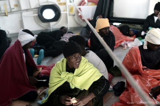 A migrant onboard the Aquarius rescue ship as it heads towards Spain