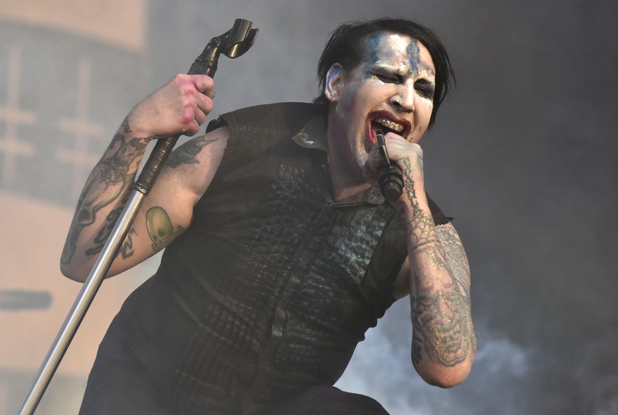 Marilyn Manson performs during the 2019 Aftershock Music Festival at Discovery Park on October 12, 2019 in Sacramento, California.