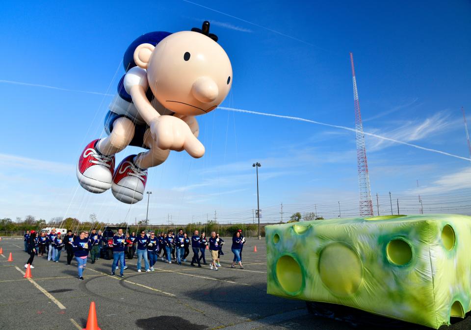 Diary of A Wimpy Kid® by Abrams Books is taking a test flight during 96th Macy's Thanksgiving Day Parade - Balloonfest at MetLife Stadium on November 5, 2022 in East Rutherford, New Jersey.