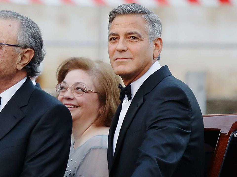 <p>Ernesto Ruscio/GC Images</p> George Clooney and his sister Adelia Clooney on September 27, 2014 in Venice, Italy..