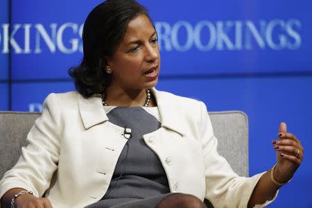 United States National Security Advisor Susan Rice answers questions after her speech at the Brookings Institution in Washington, February 6, 2015. REUTERS/Gary Cameron