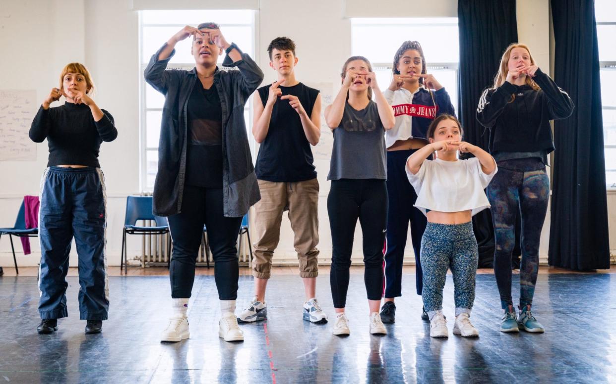 The Malory Towers cast (including Vinnie Heaven, third from left) in rehearsal - Steve Tanner