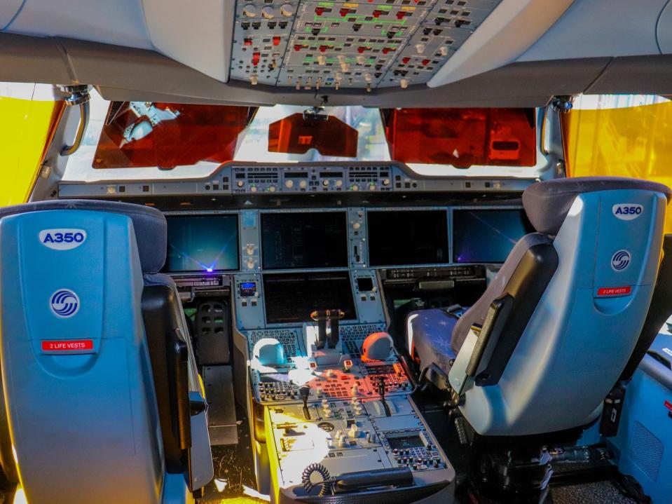 The cockpit of an Airbus A350-900 XWB — SAS Scandinavian Airlines Airbus A350-900 XWB Tour