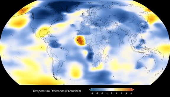 Global climate temperatures in 1884. Blues show cooler than average.