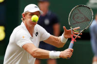 Tennis - Wimbledon - All England Lawn Tennis and Croquet Club, London, Britain - July 13, 2018. South Africa's Kevin Anderson in action during his semi final match against John Isner of the U.S. . REUTERS/Andrew Boyers