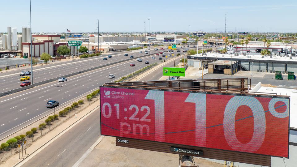 A billboard displays the temperature on Sunday in Phoenix. - Brandon Bell/Getty Images