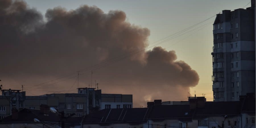 Smoke rises above Lviv after the strike on November 15