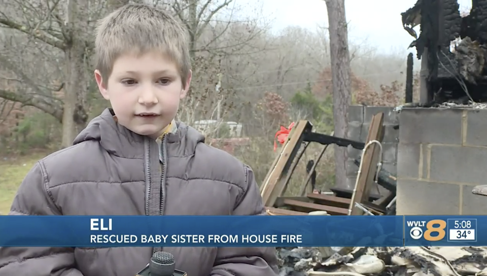 Seven-year-old Eli saved his baby sister from a house fire. Source: WVLT