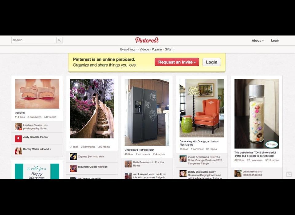 <a href="http://pinterest.com/" target="_hplink">Pinterest</a> is a virtual pin board where users can "pin" images on a variety of topics, such as home décor, recipes, and apparel.  Pinterest users then create boards to house the images, so users may have one specific to anniversary planning, birthday parties, favorite recipes or quotes, for example.  The cyber-version of "vision-boards," users have the opportunity to browse and share images.     BEST FOR: If you're constantly surfing the web to collect ideas, it can be difficult to remember every site you visited or how to keep up with all of your bookmarks. With Pinterest, the "pinning" can be added to your internet browser easily and you can start collecting all of your favorite images.      TIPS & TRICKS: Need some quick gift ideas for your grandchild's first birthday party or your son's promotion and not sure what you're looking for? Pinterest has segmented categories for price ranges in their gift section and you can quickly click on the image to take you to the product information and you can order right from your mobile device or computer.  