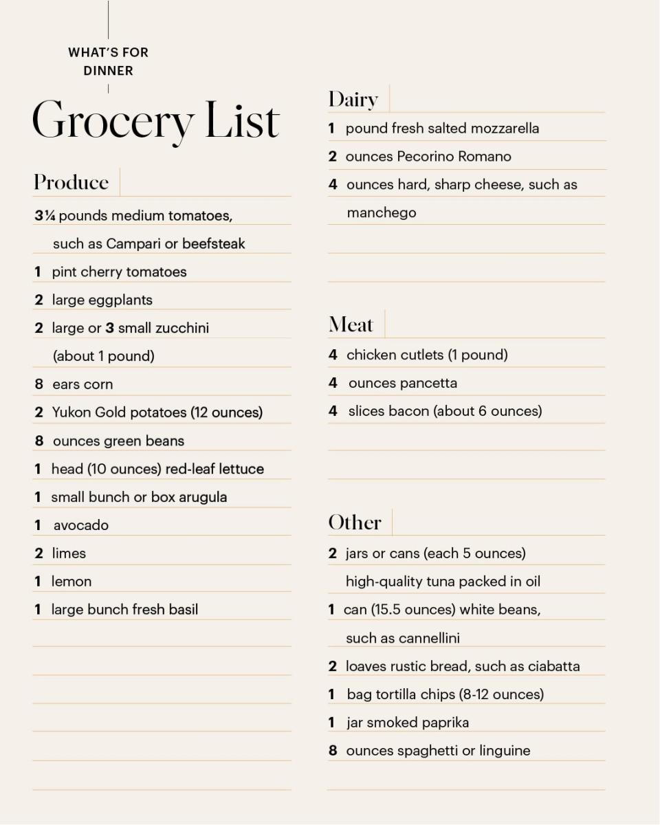 what's for dinner grocery list 8.26.22